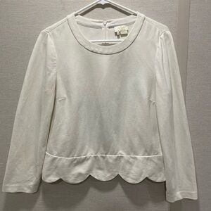 Kate Spade New York live colorfully scalloped edge white blouse
